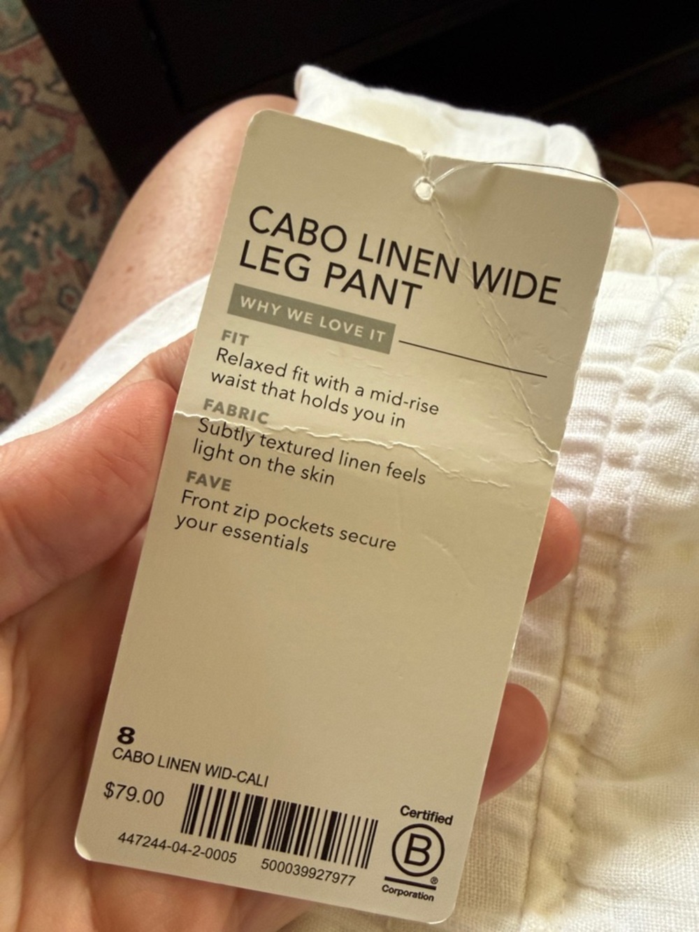 Women’s White Linen-Blend Drawstring Pants - Picture 4 of 6